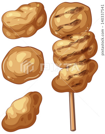 Vector Illustration of Asian Street Food Skewers Vector Illustration of Asian Street Food Skewers 140337541