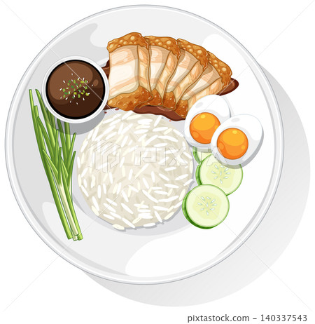 Asian Cuisine Plate with Rice and Eggs Asian Cuisine Plate with Rice and Eggs 140337543