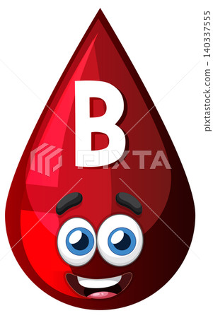 Cartoon Blood Drop Character With B Blood Type 140337555
