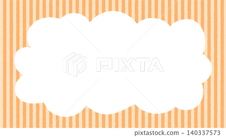 Hand-drawn style fluffy cloud-shaped frame (orange vertical stripes, with transparent space) Hand-drawn style fluffy cloud-shaped frame (orange vertical stripes, with transparent space) 140337573