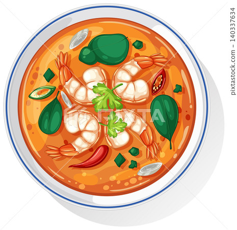 Vibrant Thai Tom Yum Soup Vector Illustration Vibrant Thai Tom Yum Soup Vector Illustration 140337634