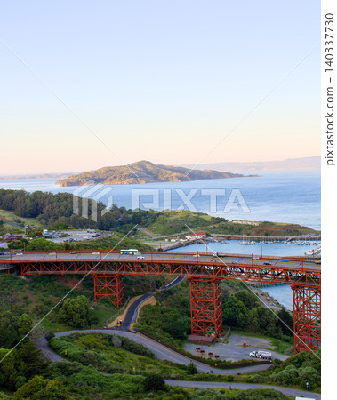 Golden Gate Bridge roadway above San Francisco Bay Golden Gate Bridge roadway above San Francisco Bay 140337730