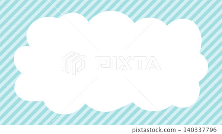 Hand-drawn style fluffy cloud-shaped frame (soda diagonal stripe with transparent space) 140337796