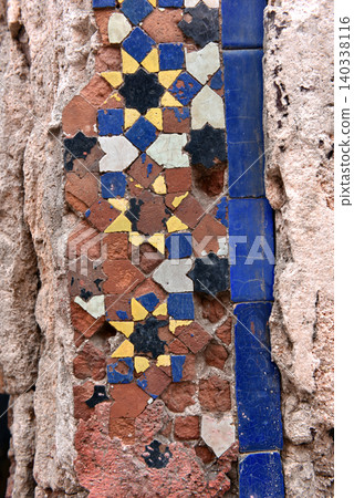 Moroccan Islamic mosaic tiles in Marrakesh, Morocco 140338116