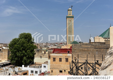Tower of Al-Hamra Mosque in Fez medina, Morocco 140338127