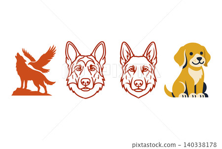 Dog and Wildlife Vector Logo Illustration Set Dog and Wildlife Vector Logo Illustration Set 140338178