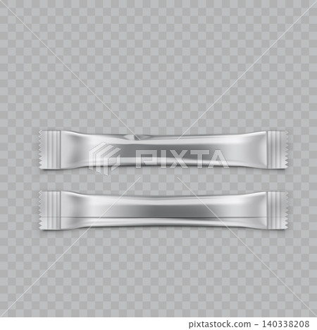 Silver Foil Stick Sachet Mockup Vector Silver Foil Stick Sachet Mockup Vector 140338208