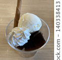 Coffee jelly and vanilla ice cream 140338413