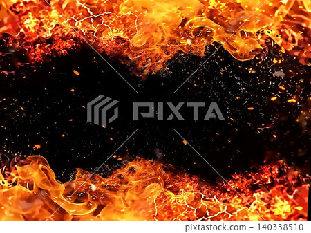 Abstract background of burning flames against a black background Abstract background of burning flames against a black background 140338510