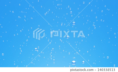 Abstract background of clear water bubbles and droplets floating in light blue liquid 3D rendering. Abstract background of clear water bubbles and droplets floating in light blue liquid 3D rendering. 140338513