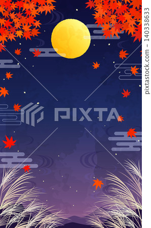 Autumn foliage and moon viewing background 1_vertical Autumn foliage and moon viewing background 1_vertical 140338633