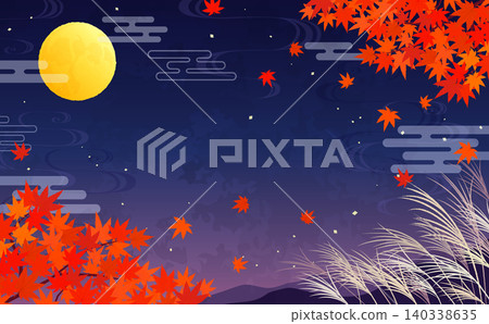 Autumn foliage and moon viewing background 2_horizontal 140338635