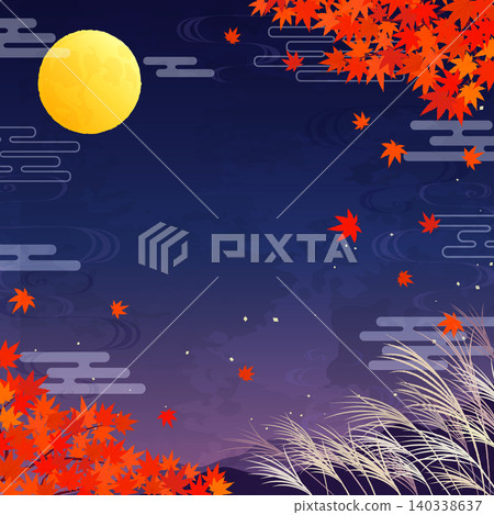 Autumn foliage and moon viewing background 2_square Autumn foliage and moon viewing background 2_square 140338637