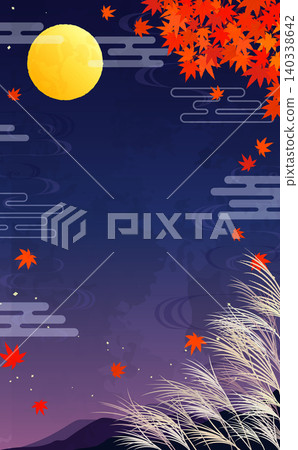 Autumn foliage and moon viewing background 4_vertical Autumn foliage and moon viewing background 4_vertical 140338642