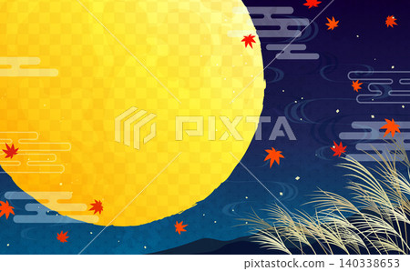 秋葉與月亮觀賞框 4_水平 秋葉與月亮觀賞框 4_水平 140338653