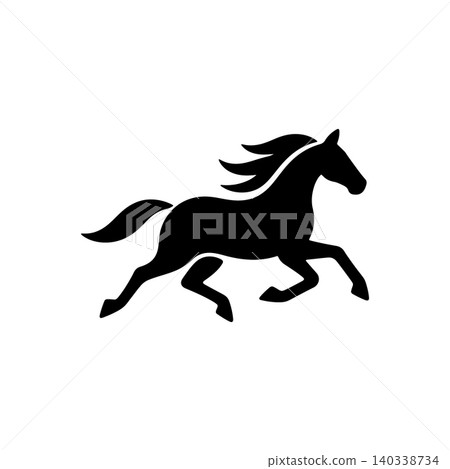 Wild Galloping Mustang Horse Icon Wild Galloping Mustang Horse Icon 140338734