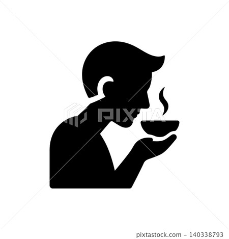 Man Smelling Coffee Icon Man Smelling Coffee Icon 140338793