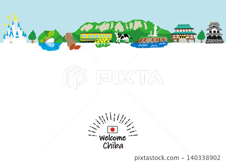 千葉縣旅遊區的手繪平面插畫 千葉縣旅遊區的手繪平面插畫 140338902