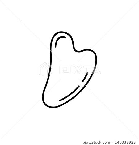 A clean black and white outline icon of a gua sha massage stone. Ideal for skincare routine guides, beauty blogs, and facial massage treatment content. A clean black and white outline icon of a gua sha massage stone. Ideal for skincare routine guides, beauty blogs, and facial massage treatment content. 140338922