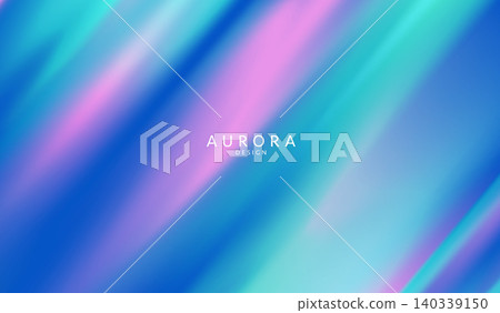 Aurora borealis vector background. Abstract northern lights gradient banner with blue, purple and turquoise blurred neon diagonal stripes. Trendy fluid liquid texture cosmic wallpaper design. 140339150