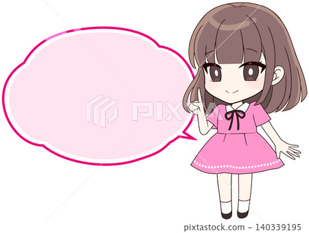 女孩指著(對話框) - 漫畫,動畫 女孩指著(對話框) - 漫畫,動畫 140339195