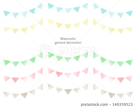 A set of cute and stylish watercolor flag garland illustrations, perfect for decorating events and sales. A set of cute and stylish watercolor flag garland illustrations, perfect for decorating events and sales. 140339523