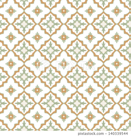 Seamless Mediterranean Floral Tile Pattern Seamless Mediterranean Floral Tile Pattern 140339544