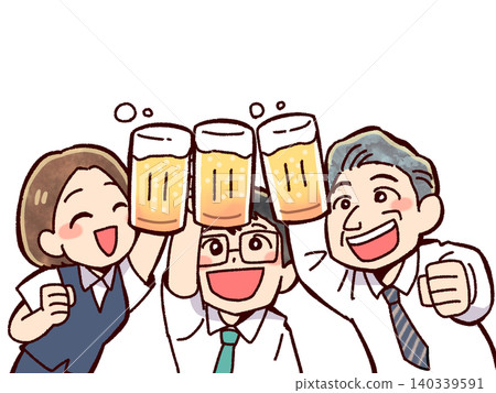 Office workers toasting with beer Office workers toasting with beer 140339591