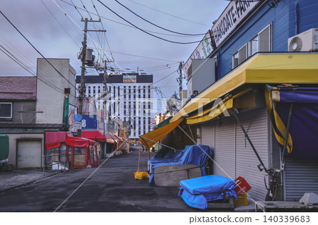 April 26 2026 Hakodate Morning Market streets quiet before dawn opening 140339683