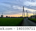 夏日黃昏與鄉村景色 140339711