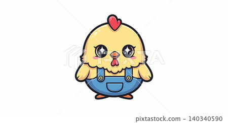 Cute baby chick character wearing denim overalls with overalls character illustration adorable isolated background expression cheerful childish friendly whimsical charming Cute baby chick character wearing denim overalls with overalls character illustration adorable isolated background expression cheerful childish friendly whimsical charming 140340590