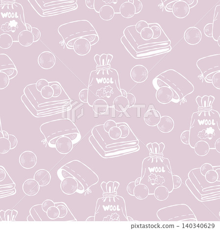 Seamless Pattern with Wool Dryer Spheres. Sustainable Laundry Care Items. Folded Towels and Eco-Friendly Packaging Balls with Sheep on Pink Background. Outline Hand-Drawn Doodle. Vector Illustration. Seamless Pattern with Wool Dryer Spheres. Sustainable Laundry Care Items. Folded Towels and Eco-Friendly Packaging Balls with Sheep on Pink Background. Outline Hand-Drawn Doodle. Vector Illustration. 140340629