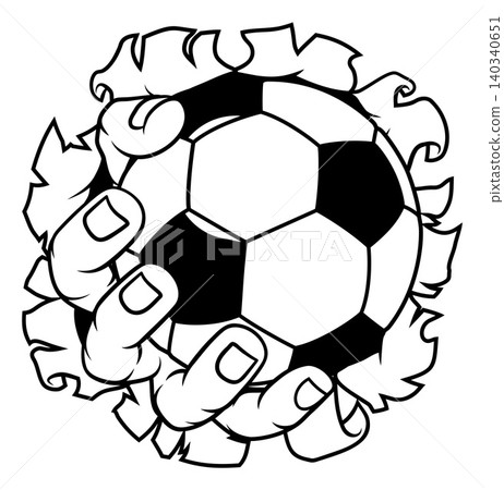 Soccer Football Ball Hand Tearing Background Soccer Football Ball Hand Tearing Background 140340651