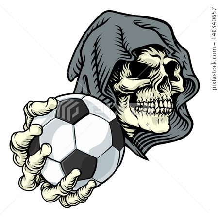 Grim Reaper Death Skeleton Soccer Football Mascot Grim Reaper Death Skeleton Soccer Football Mascot 140340657