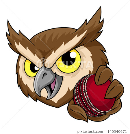 Owl Bird Cricket Ball Cartoon Sport Team Mascot Owl Bird Cricket Ball Cartoon Sport Team Mascot 140340671