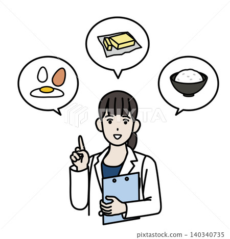 營養師建議均衡飲食，並專注於宏量營養素（PFC）比例的圖示。 140340735