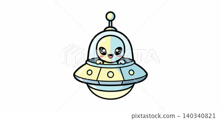 Cute cartoon alien character inside futuristic space ufo vector illustration with sci fi spaceship character illustration extraterrestrial explorer creature creative isolated background Cute cartoon alien character inside futuristic space ufo vector illustration with sci fi spaceship character illustration extraterrestrial explorer creature creative isolated background 140340821
