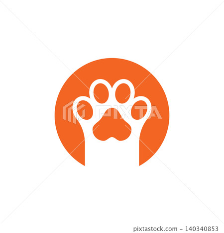 Simple orange cat paw print outline icon Simple orange cat paw print outline icon 140340853