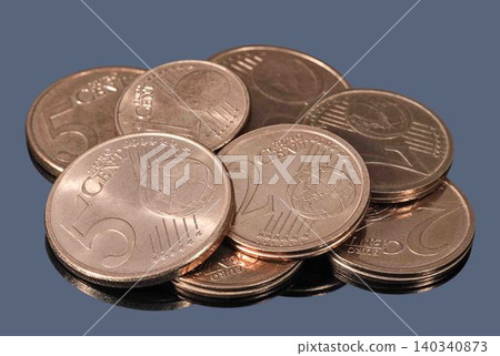 Heap of copper Euro coins Heap of copper Euro coins 140340873