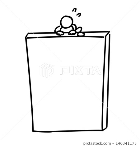 Illustration of a stick figure climbing over a wall Illustration of a stick figure climbing over a wall 140341173