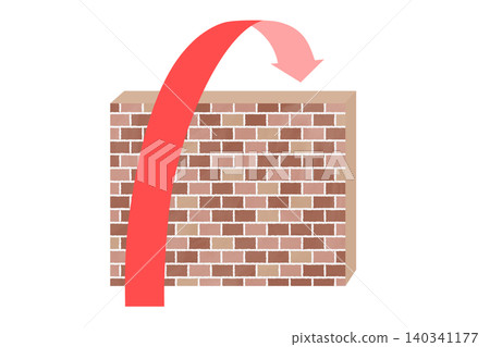 Illustration of an arrow climbing over a brick wall | Business-related illustration depicting overcoming difficulties and obstacles Illustration of an arrow climbing over a brick wall | Business-related illustration depicting overcoming difficulties and obstacles 140341177