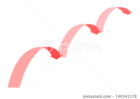 A material with a red arrow that bounces in three stages. A material with a red arrow that bounces in three stages. 140341178
