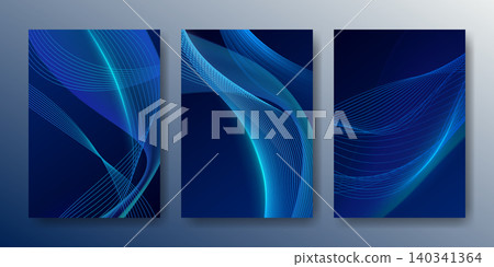 Abstract blue wave posters with flowing lines Abstract blue wave posters with flowing lines 140341364