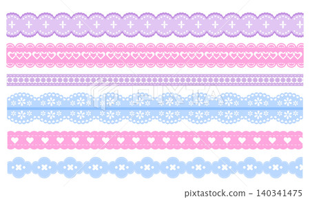 Delicate color lace border, hearts, floral pattern Delicate color lace border, hearts, floral pattern 140341475