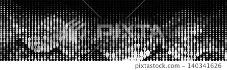 Abstract halftone dot wave forming a digital sound equalizer pattern on black background Abstract halftone dot wave forming a digital sound equalizer pattern on black background 140341626