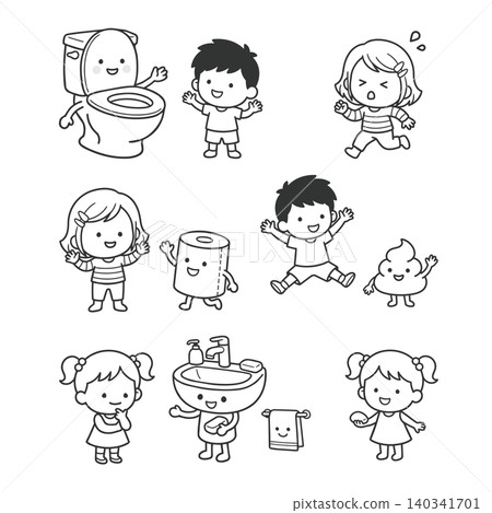Toilet training: Illustration set for children Toilet training: Illustration set for children 140341701
