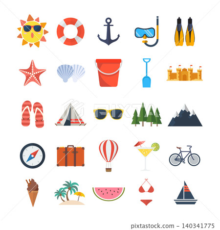 Summer element icons set. Icons isolated on white background. Summer element icons set. Icons isolated on white background. 140341775