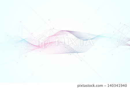 Abstract digital wave pattern with flowing particles and network connections on white background for big data and technology concept. Abstract digital wave pattern with flowing particles and network connections on white background for big data and technology concept. 140341940