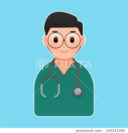Male Doctor Cartoon Icon with Stethoscope Male Doctor Cartoon Icon with Stethoscope 140341980