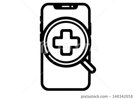 Medical health search icon on smartphone in a flat design style isolated on white background Medical health search icon on smartphone in a flat design style isolated on white background 140342058